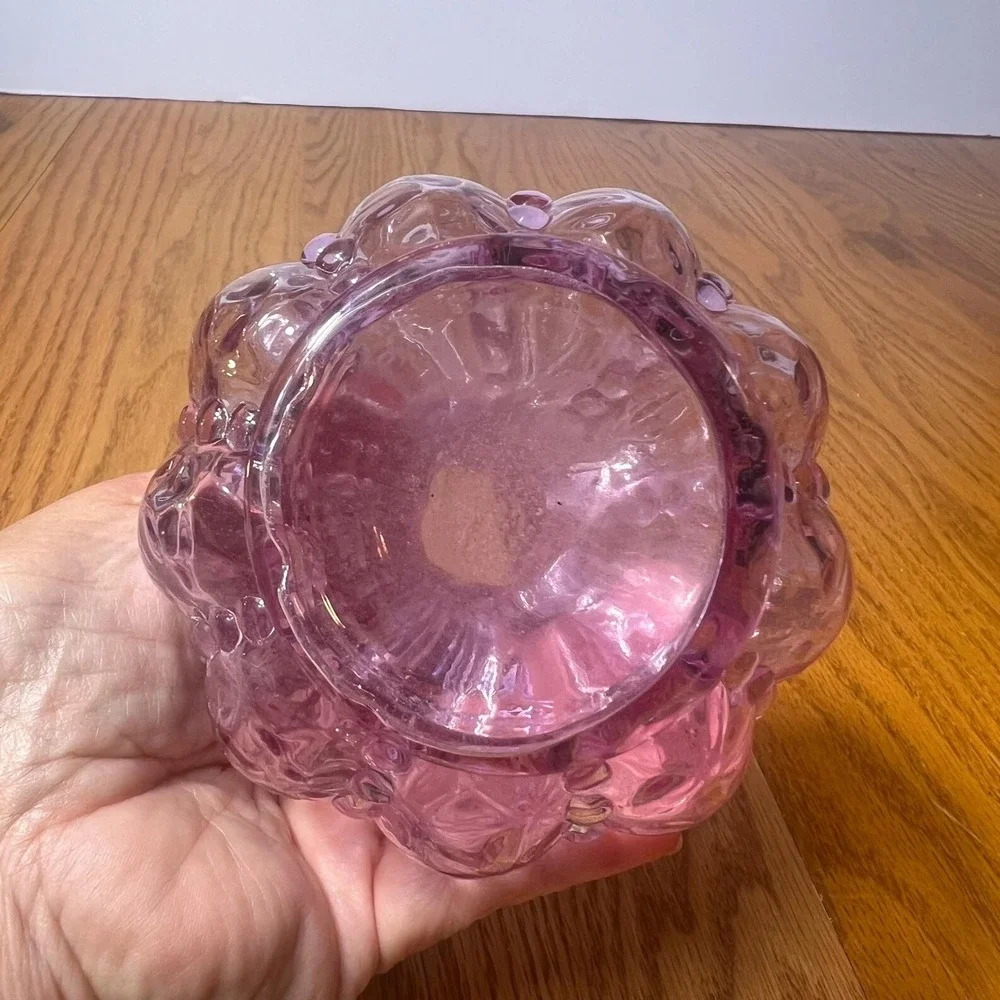 VTG Amethyst Glass Rose Bowl Vase Purple Ruffled Trumpet Vase Cottage bud vase